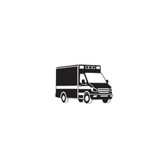 Black Ambulance vector icon and white background.