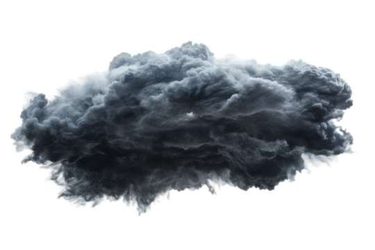 Dark storm cloud isolated on transparent background. The supercell storm forms a powerful isolated on white background