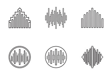 Set of Abstract Sound Wave Icons for Audio Technology and Music Related Design Projects