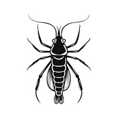 Black and White Insect Illustration Insectoid Bug Beetle Vector