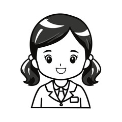 Obraz premium Cartoon girl in a lab coat illustration