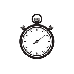 Stopwatch Icon Classic Timer Design Simple Black and White Illustration
