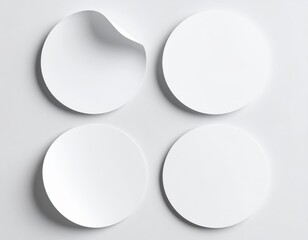 Blank curled sticker mockup isolated. Circular label template. 3D rendering