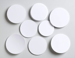 Blank curled sticker mockup isolated. Circular label template. 3D rendering