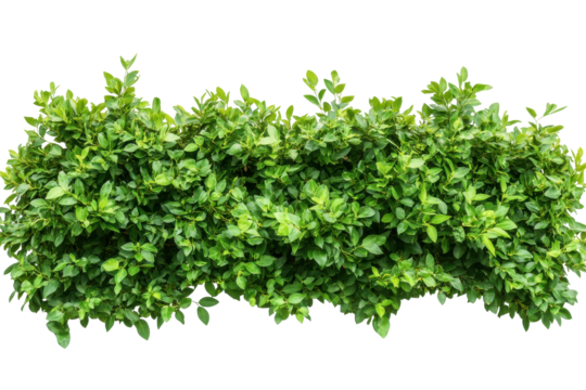Lush green hedge with dense foliage isolated on transparent background. Top view green hedge providing natural privacy and adding beauty to landscaping isolated on white background.