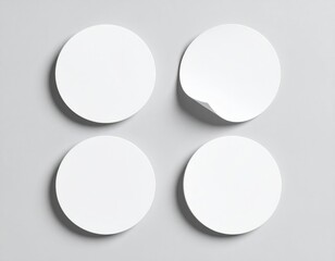 Blank curled sticker mockup isolated. Circular label template. 3D rendering