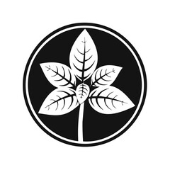 Stylized plant icon with radiating leaves inside a circle
