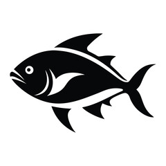 Giant Trevally Fish Silhouette Vector – Bold Dynamic Motion Design on White Background