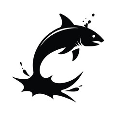 Tarpon Fish Leaping Silhouette Vector – Sporty Splash Effect Illustration on White Background