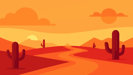 radiant desert cacti long shadows