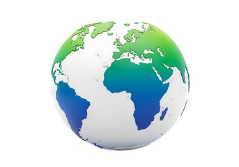 Fototapeta premium Vibrant planet earth continents blue green gradient isolated on a transparent background globe