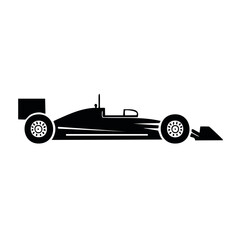 Black Vector Illustration of a Modern Racing Car Motorsports Speed and Competition Icon