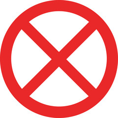 Fototapeta premium Red prohibition symbol circle with diagonal cross