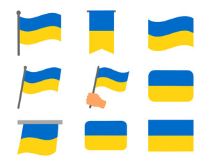 Ukrainian flag icons: diverse minimalist designs for digital use