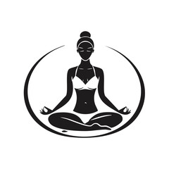 Stylized Silhouette of Woman in Yoga Pose within Circle