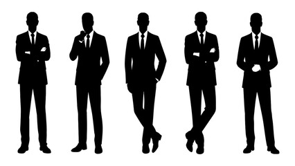 Business professional silhouette set in formal attire on white background