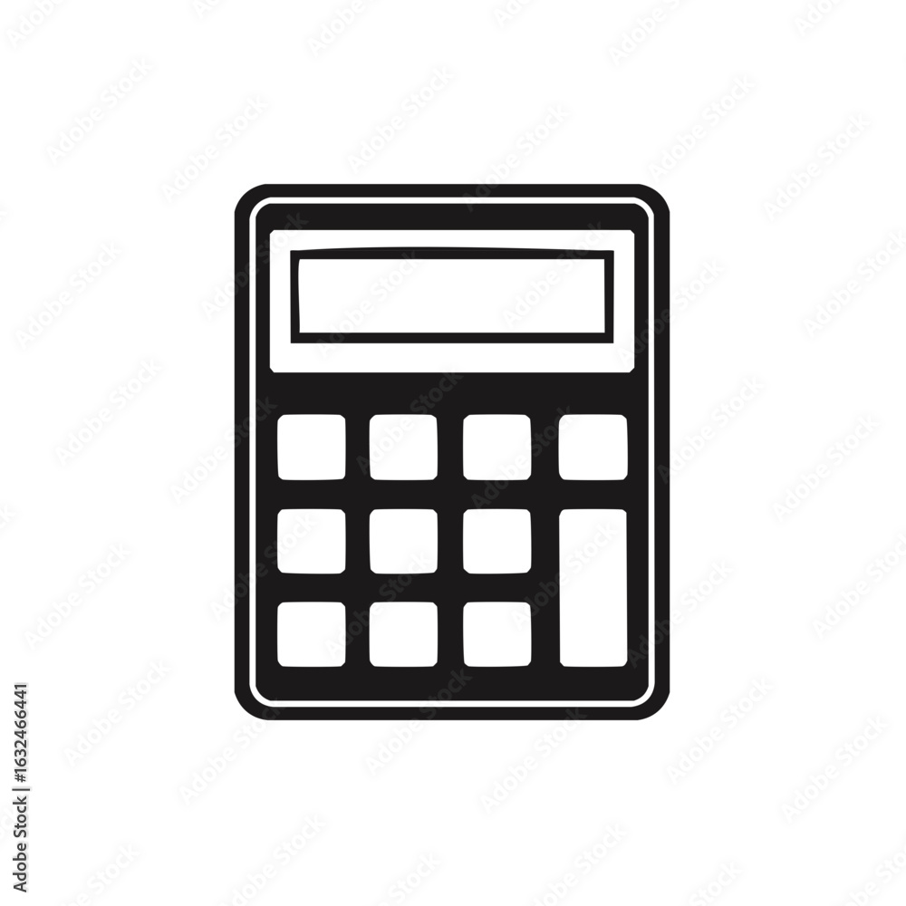 Poster calculator simple design in black and white for mathematical calculations