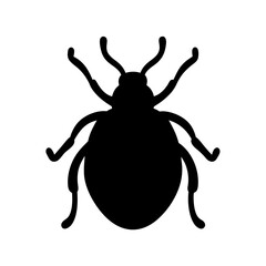 Solid black insect vector illustration with six legs and antennae