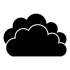 A fluffy and stylized black cloud with a smooth outline and rounded shapes