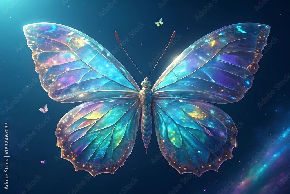 Aufkleber a captivating butterfly with intricate patterns on its wings, displaying a harmonious blend of blue 