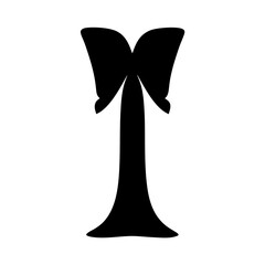Elegant black silhouette of a bow or butterfly with long flowing ends