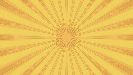 Yellow sunburst radial background with retro vintage style rays pattern illustration
