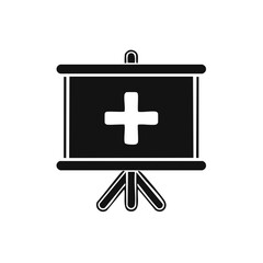 Fototapeta premium Healthcare information data display on a projection screen with a medical cross