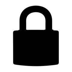 Black silhouette of a padlock representing security and privacy features