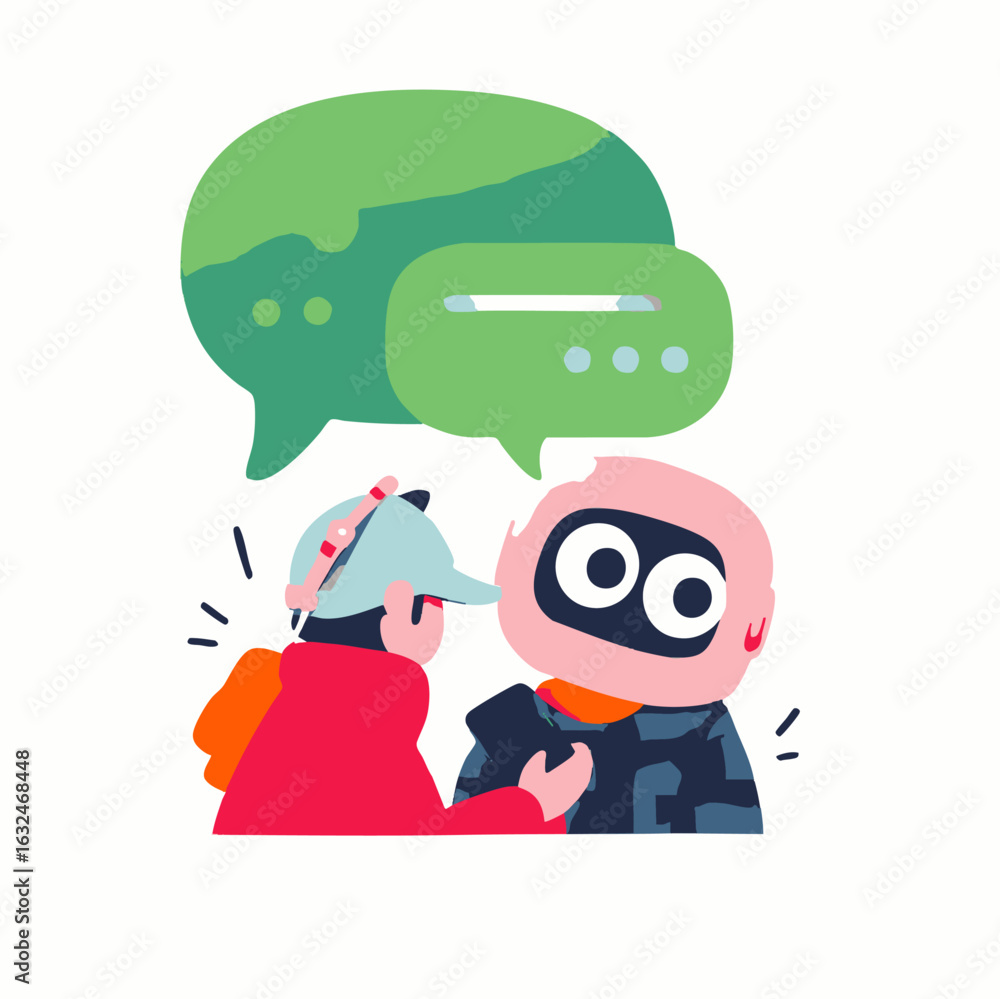 Poster an engaging graphic showcases a human figure conversing with a futuristic robot, representing the ev