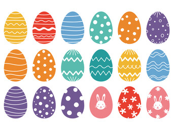 A festive collection of colorful easter eggs with various patterns, isolated on white background, perfect for spring holiday decorations and celebrations