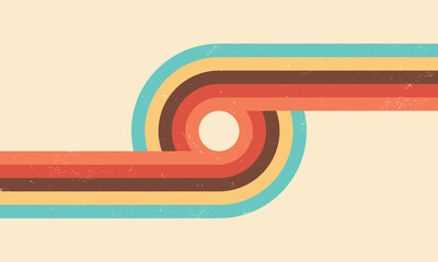Retro lines background. Colorful 70s stripes vector background