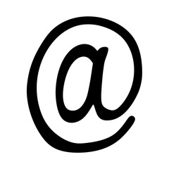 Black and White image of the ampersat or at symbol with a flourish