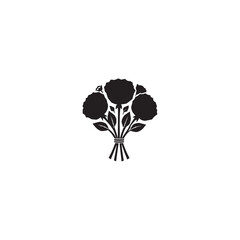 Black Flower bouquet icon and white background.