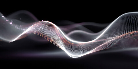 Glowing interwoven light strands with subtle pink and white highlights abstract