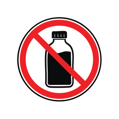 Universal restriction symbol no bottle icon isolated warning danger notice liquid prohibited