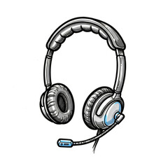 Professional headset with microphone illustration for communication and support