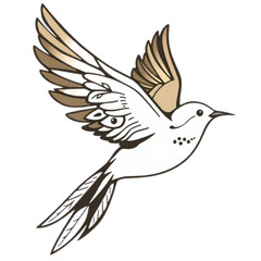 Obraz premium Flying bird with boho feathers