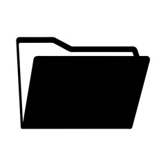 Simple solid black open folder icon on white background graphic resource