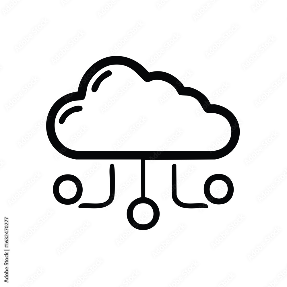 Poster abstract cloud icon with connections symbolizing data transfer and network distribution