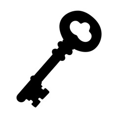A Silhouette of an Ornate Key with Intricate Detailing and Antique Style