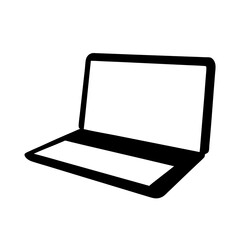 Fototapeta premium Stylized black and white laptop illustration with blank screen and keyboard area