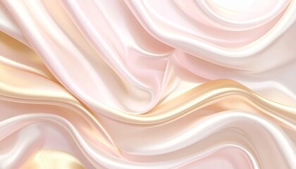Obraz premium Realistic HD abstract background for beauty and skincare, soft pearlescent pinks, creams and golds, fluid silk textures and glowing particles, elegant minimal layout with neutral area, rich vivid tone