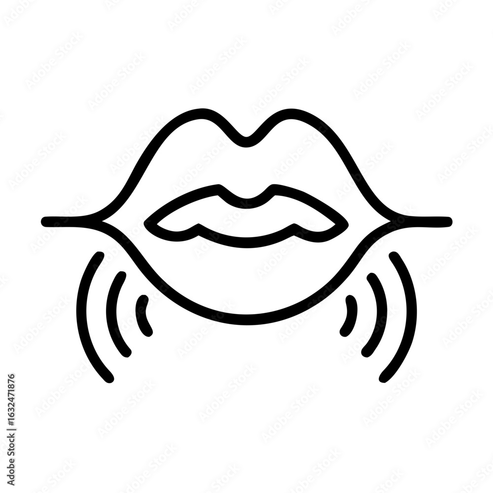Poster mouth with sound waves. outline of lips with sound waves representing communication