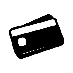 An illustration of two credit cards overlapping each other, black and white