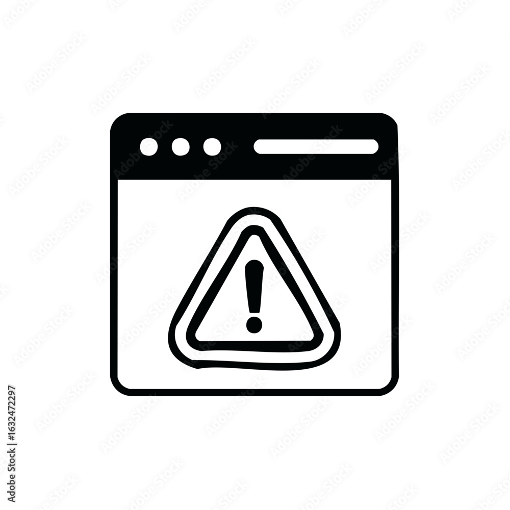 Poster web page with warning alert sign, triangle exclamation point message, error notification on a site