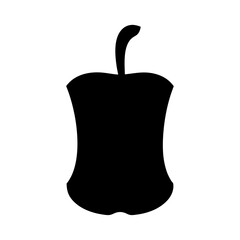 Silhouette of a black apple core with stem, a symbol of reduction