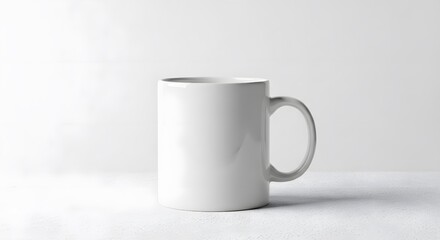 Obraz premium A classic white ceramic coffee mug with a handle, isolated against a clean, bright white background.