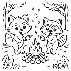 Autumn Animals Coloring Pages