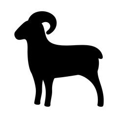 Stylized Silhouette of a Ram with Large Curving Horns Standing Proudly