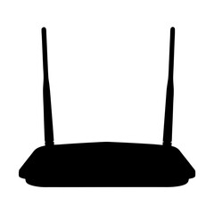Silhouette of a modern dual antenna wireless router for home network